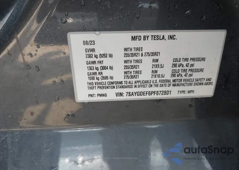 2023 Tesla Model Y Performance Dual Motor All-Wheel Drive из США, поврежденный, VIN 7SAYGDEF6PF872801